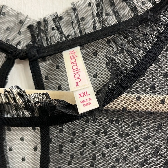 Black Dress with Polka Dot Mesh - Picture 3 of 8